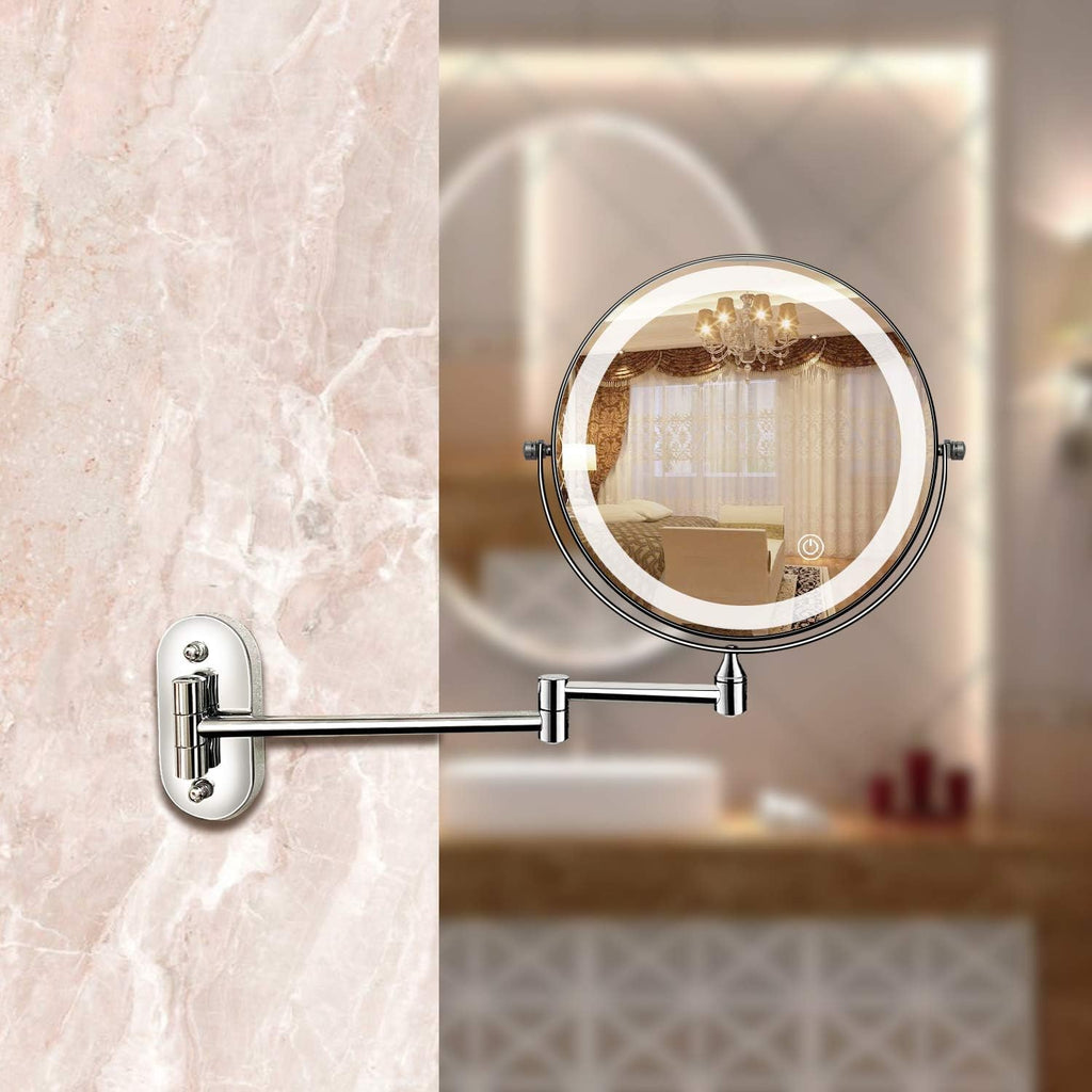 Chrome LED Wall Mirror — 5X Magnification