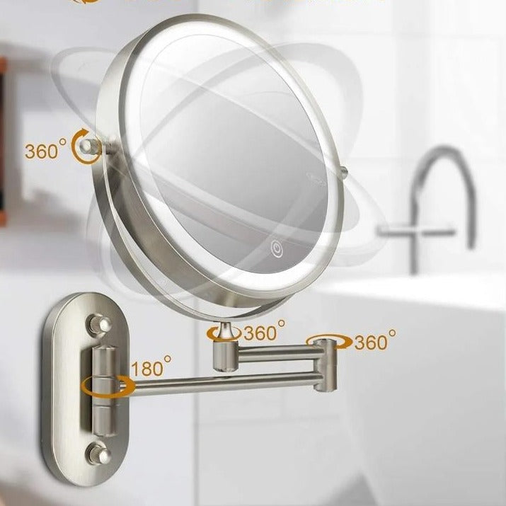 Chrome LED Wall Mirror — 5X Magnification
