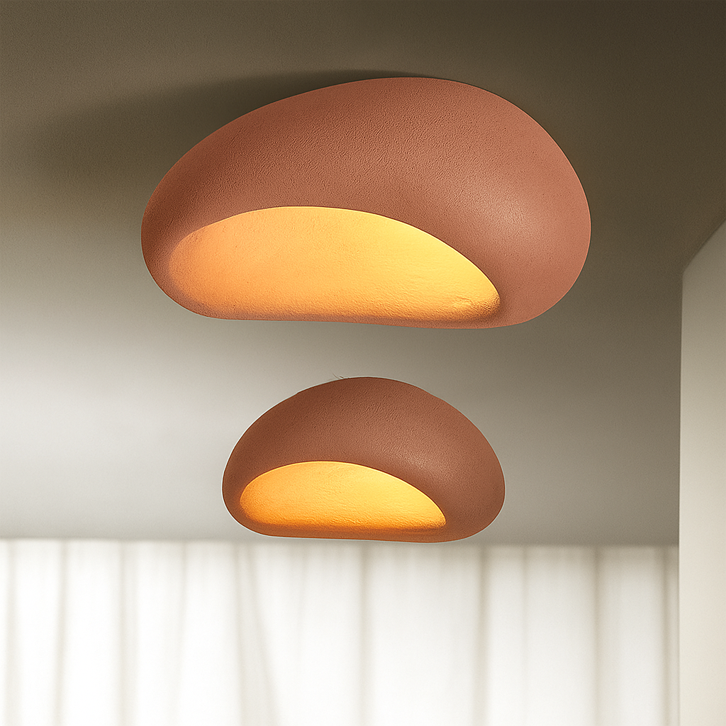 Stropní LED svítidlo ve stylu wabi-sabi — rustikální kov