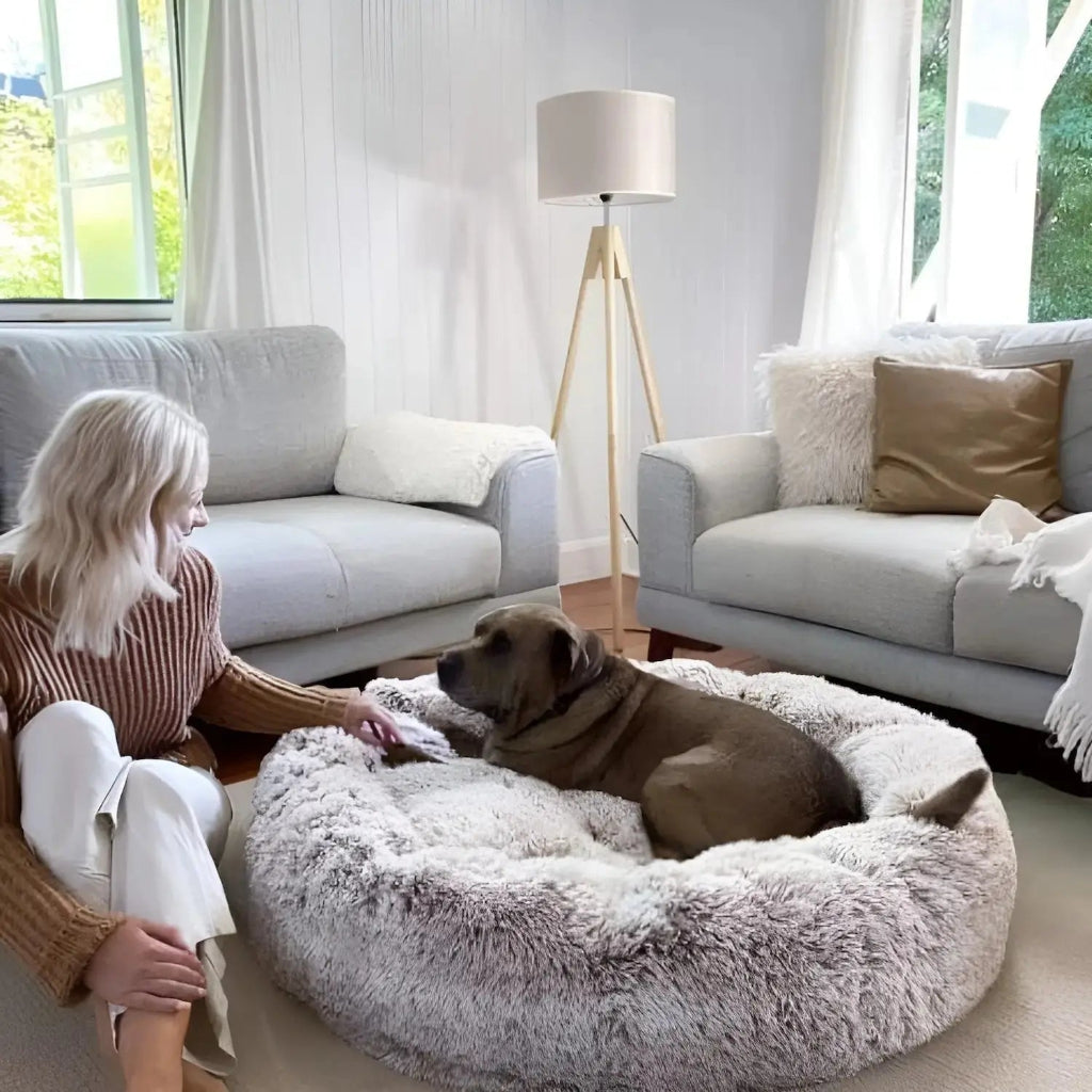 Rundes, beruhigendes Hundebettkissen - weiches, kuscheliges Nest-Design