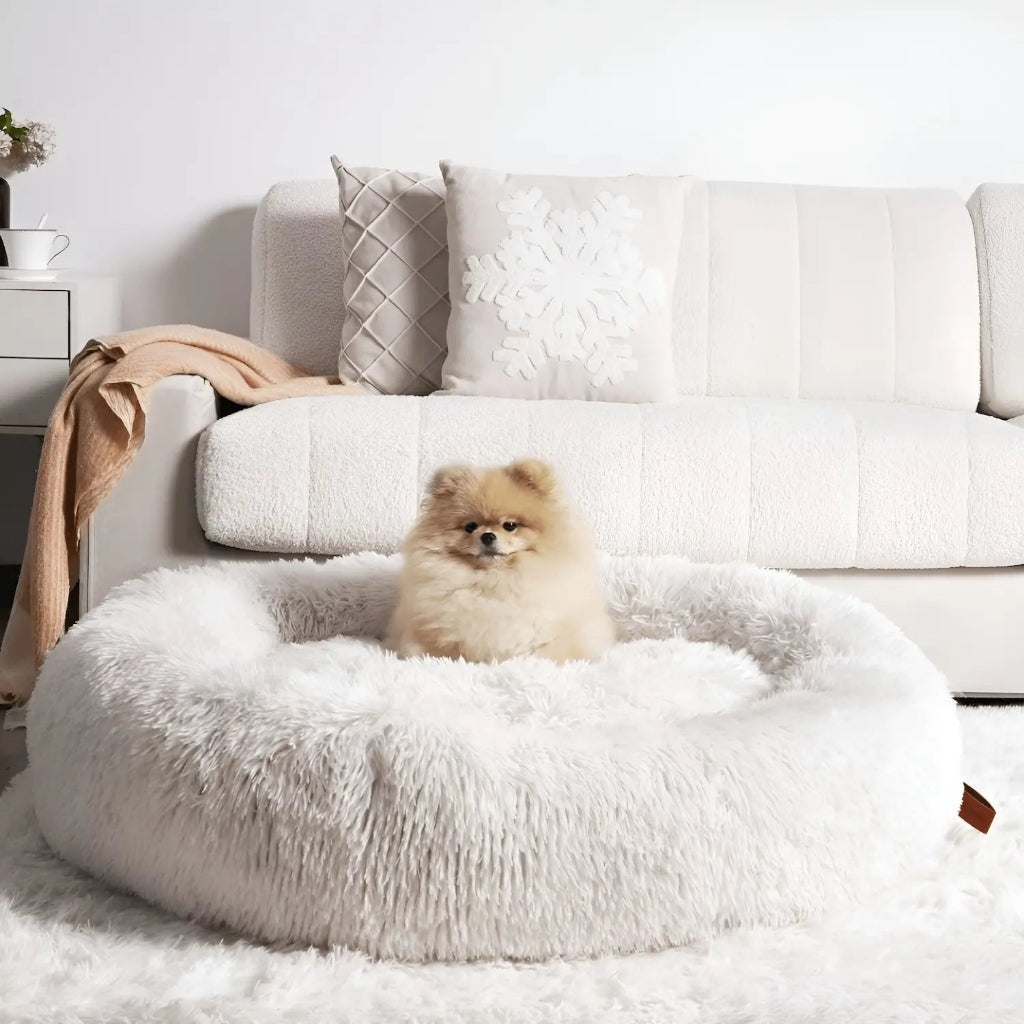 Rundes, beruhigendes Hundebettkissen - weiches, kuscheliges Nest-Design