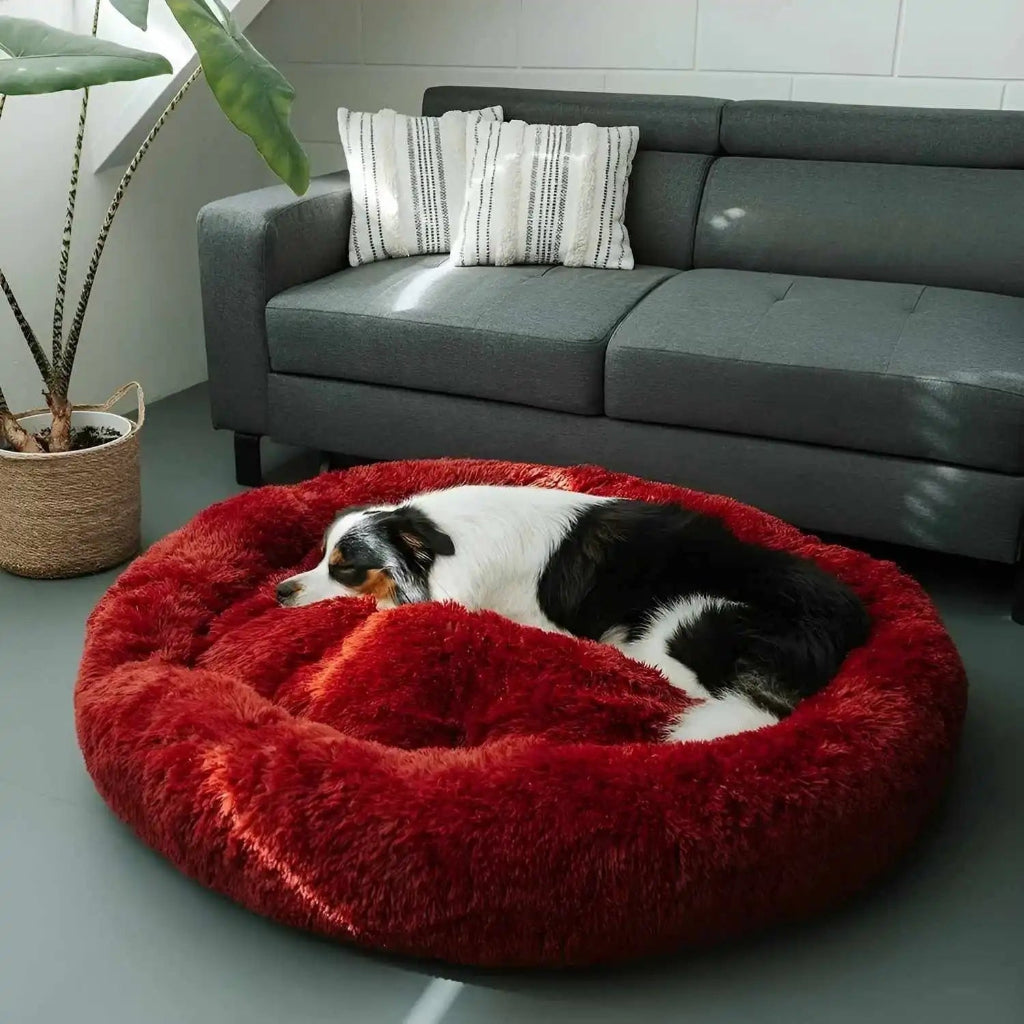 Rundes, beruhigendes Hundebettkissen - weiches, kuscheliges Nest-Design
