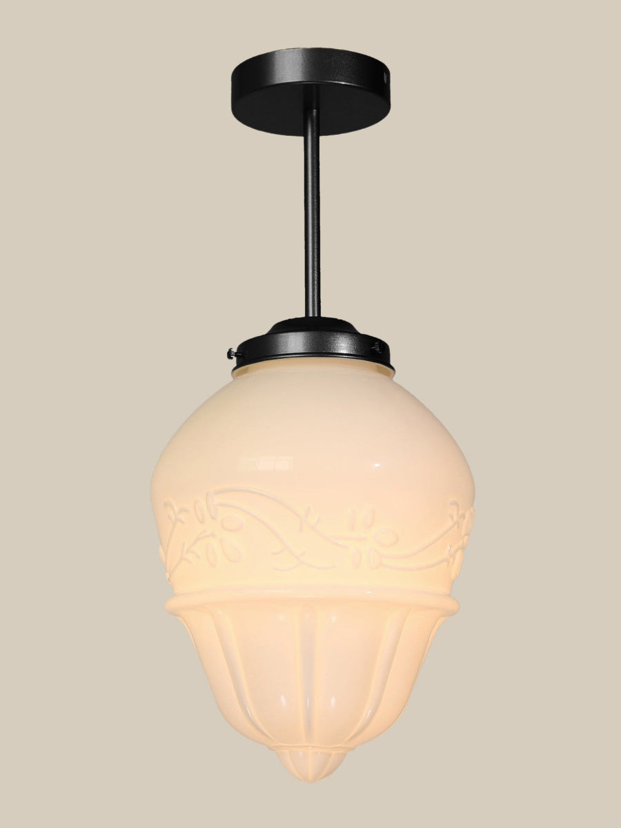 Art Deco Flower Bud Milk Glass Fixed Ceiling Light | Esilora