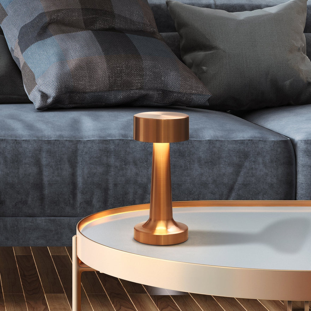 Modern Gold Metal LED Table Lamp — Cordless Touch Dimming