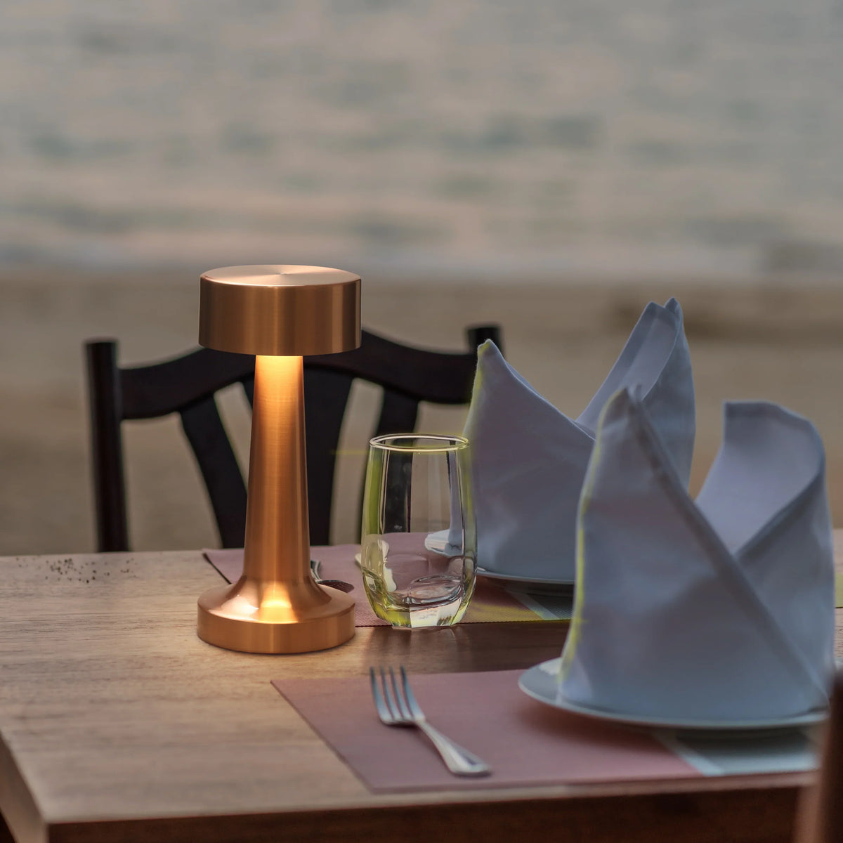 Modern Gold Metal LED Table Lamp — Cordless Touch Dimming