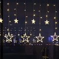 LED Warm White Star Light Curtain — Decorative String Kit, Multi-Shape Design, Extension Cord