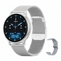 AMOLED 42mm スマートウォッチ - ステンレススチールバンド、Bluetooth 5.3接続