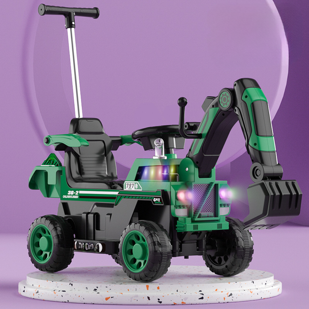 Excavator electric pentru copii, 6 V — jucărie cu cupă și lumină