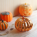 Lampă-dovleac din sticlă cu LED - finisaj marmorat texturat