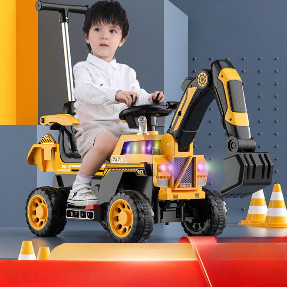 Excavator electric pentru copii, 6 V — jucărie cu cupă și lumină