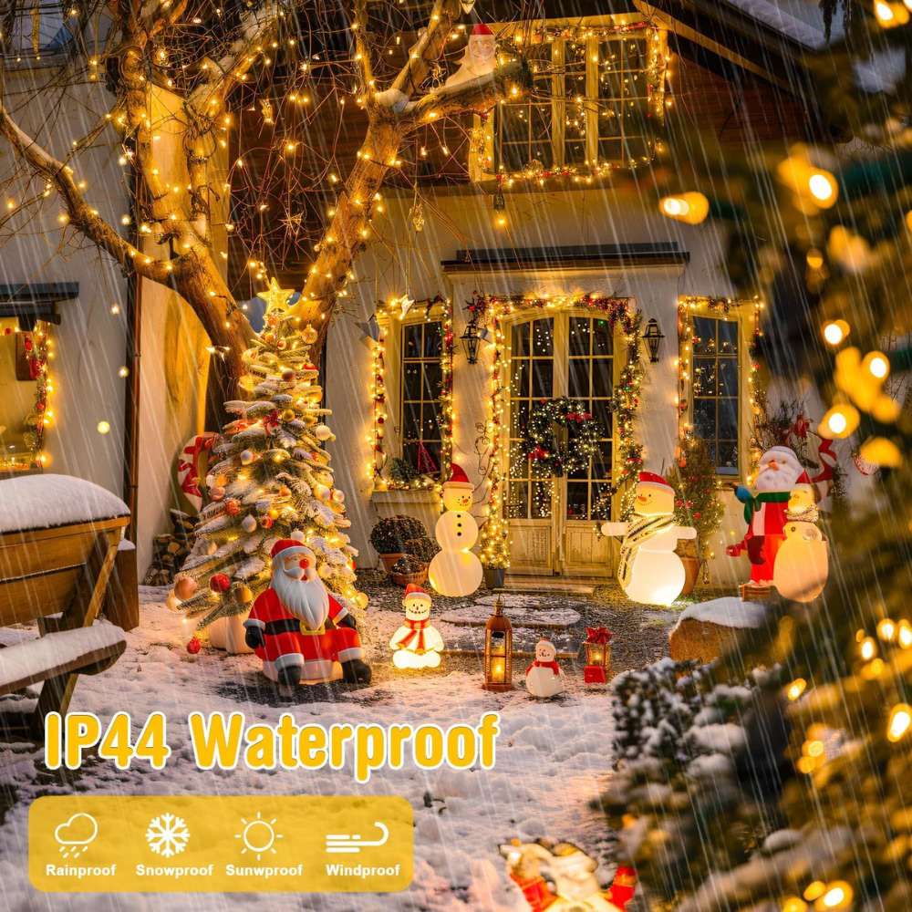 Warmweiße LED-Lichterkette für den Außenbereich - batteriebetrieben