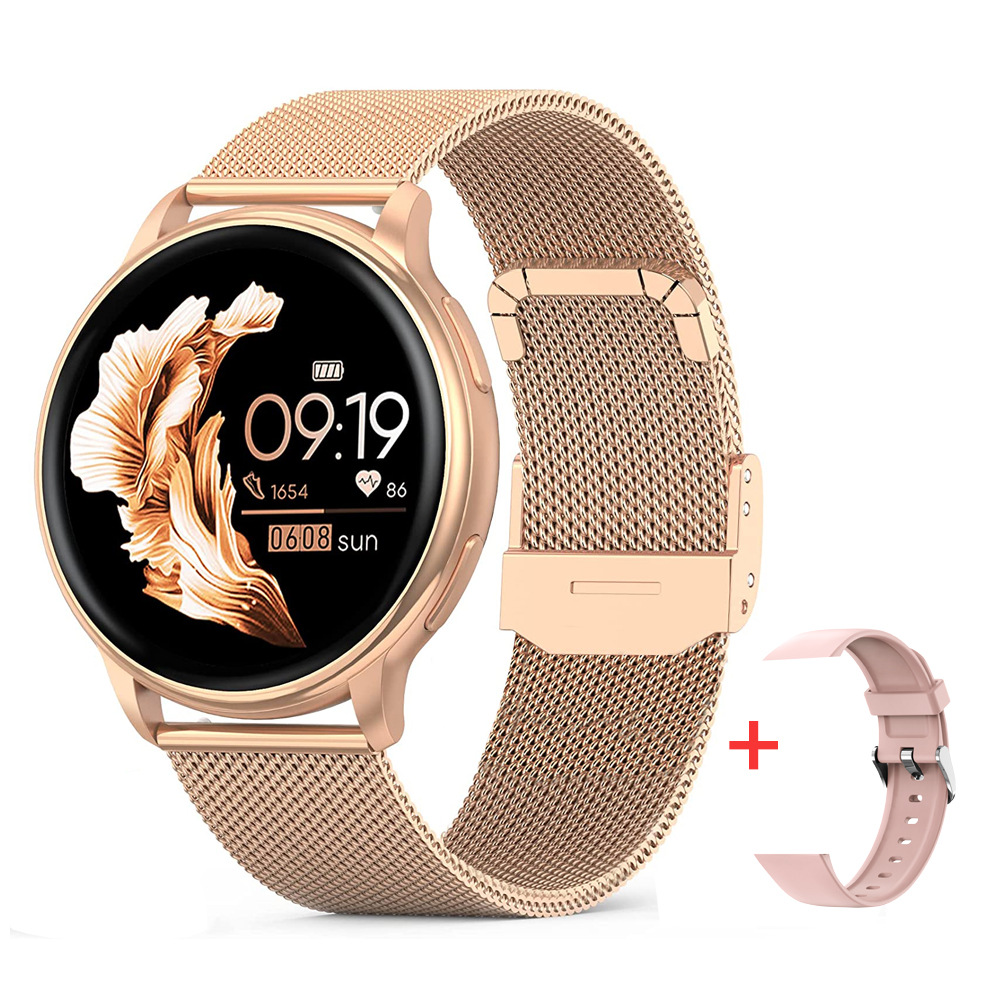 AMOLED 42mm スマートウォッチ - ステンレススチールバンド、Bluetooth 5.3接続