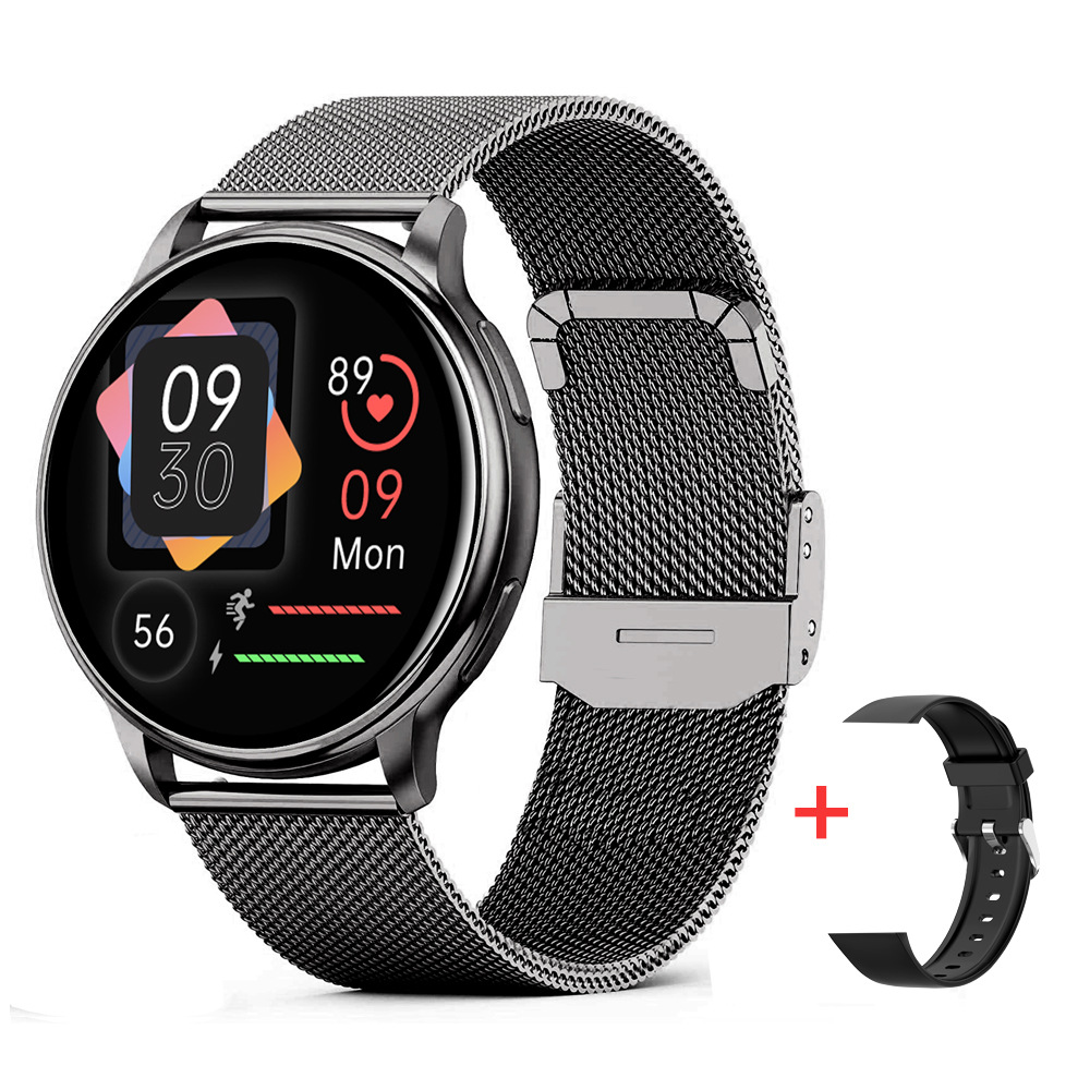AMOLED 42mm スマートウォッチ - ステンレススチールバンド、Bluetooth 5.3接続
