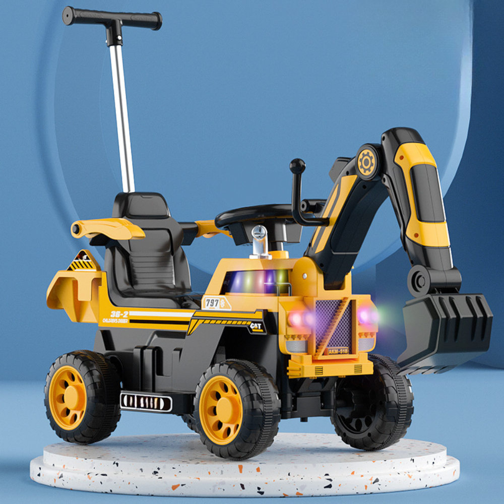 Excavator electric pentru copii, 6 V — jucărie cu cupă și lumină