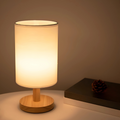 Dimmable LED Table Lamp — Wood Base and Fabric Cover