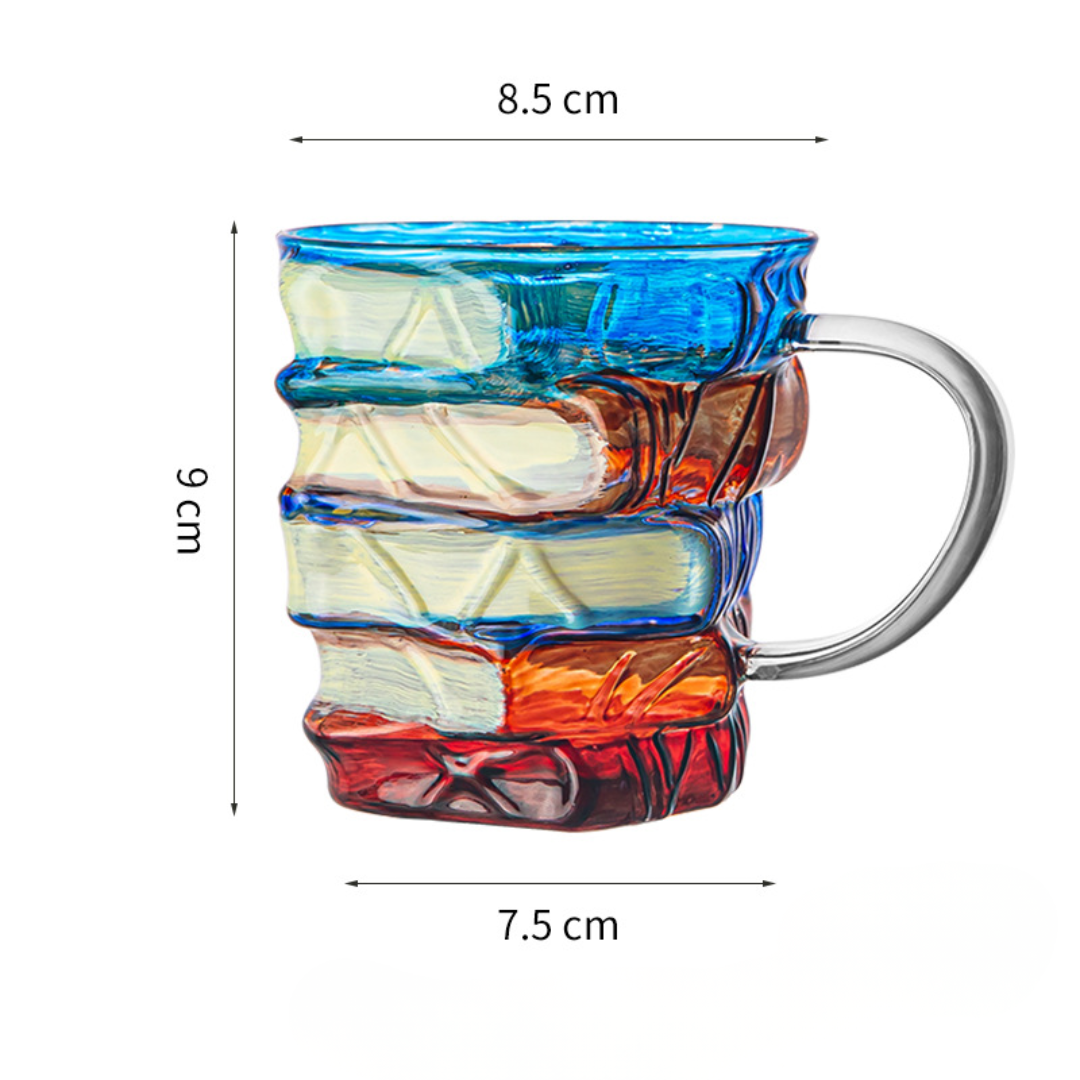 Cană de cafea artizanală din sticlă, realizată manual — Model colorat artistic