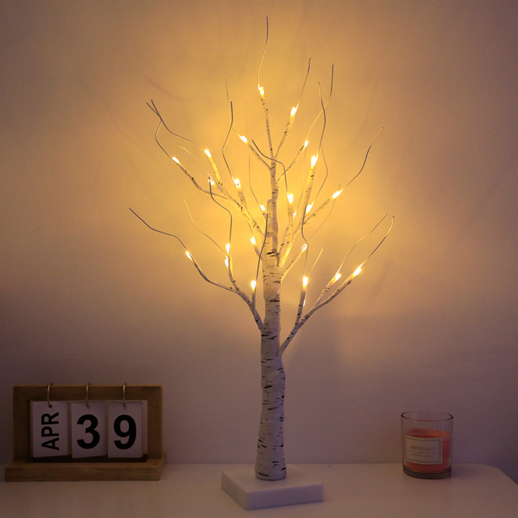 Copac decorativ LED alimentat cu baterii, cu 108 micro-LED-uri alb cald