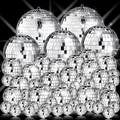 Conjunto de bolas espelhadas prateadas — esferas de discoteca facetadas e refletoras