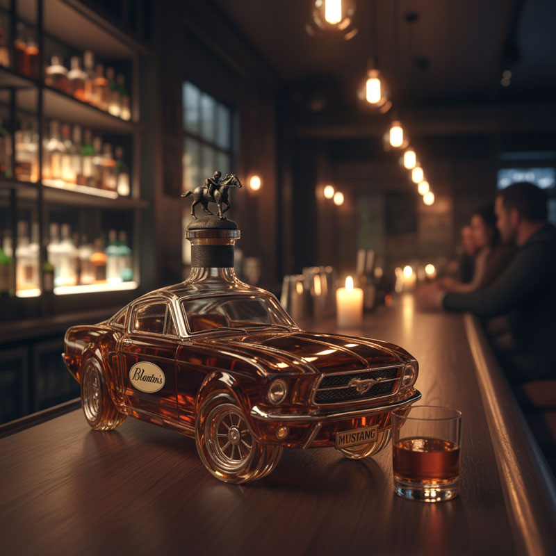 Decantador de whisky con forma de automóvil Mustang de NexaGlass para el bar de casa