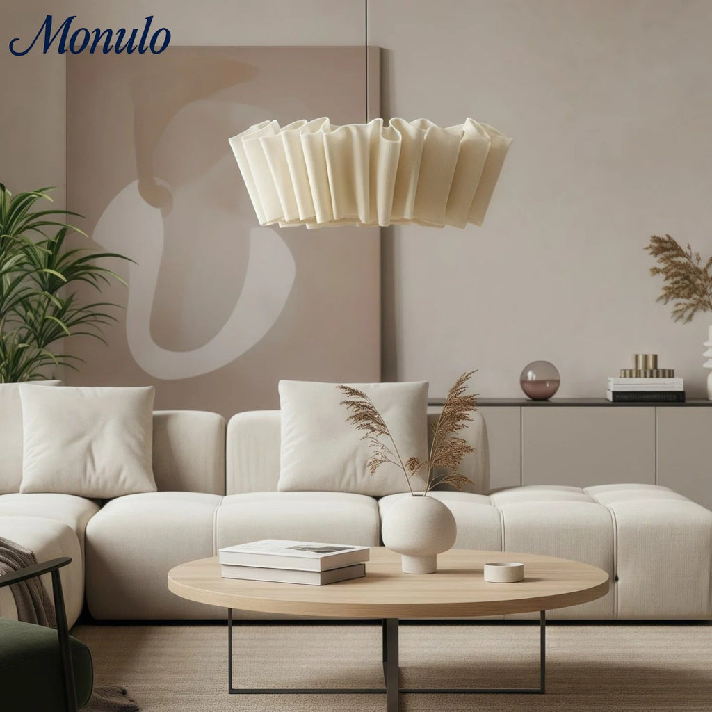 Oslan Pleated Fabric Pendant – Nordic Minimal Style Lighting for Dining Room | Esilora