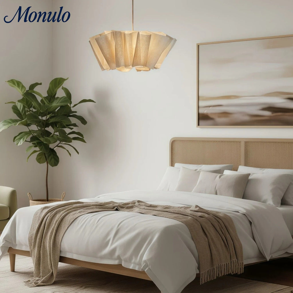 Oslan Pleated Fabric Pendant – Nordic Minimal Style Lighting for Dining Room | Esilora