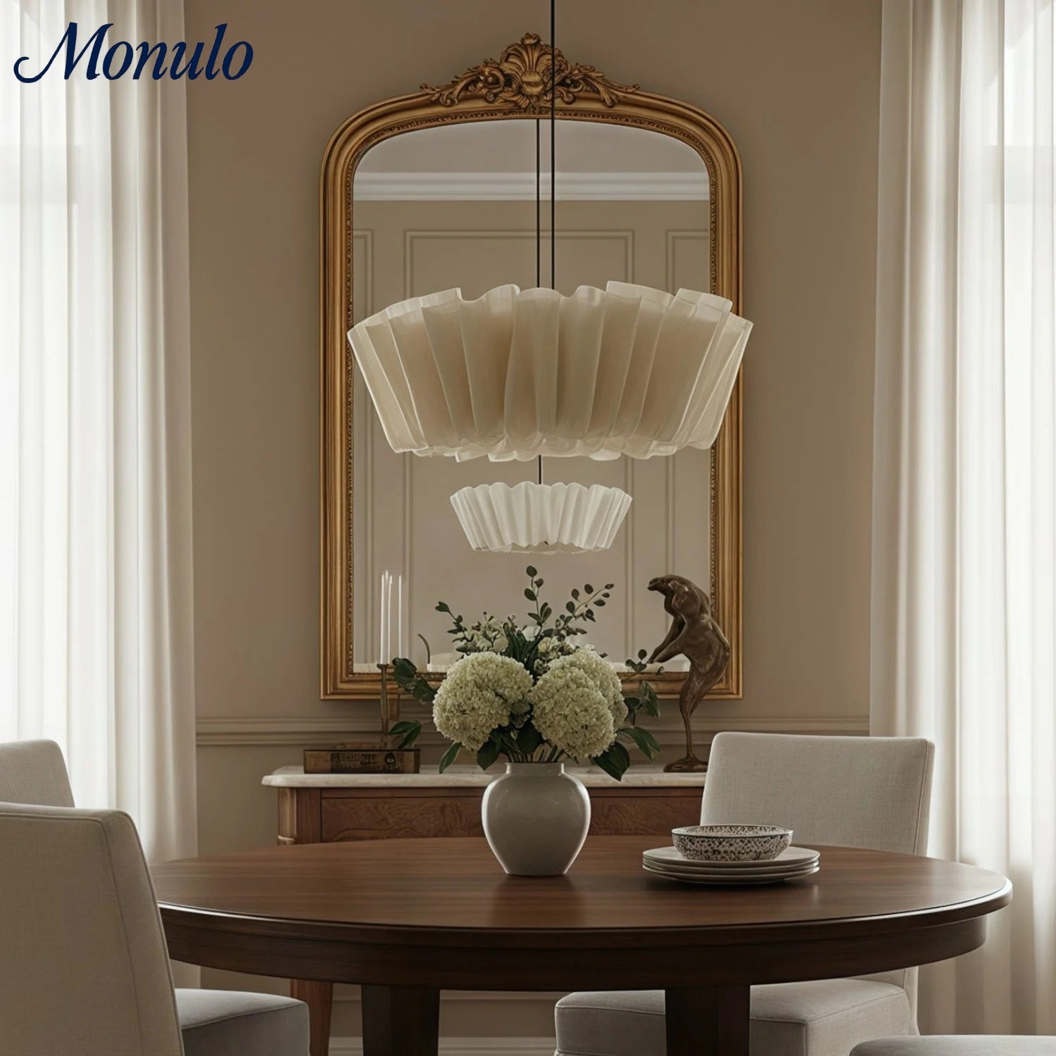 Oslan Pleated Fabric Pendant – Nordic Minimal Style Lighting for Dining Room | Esilora