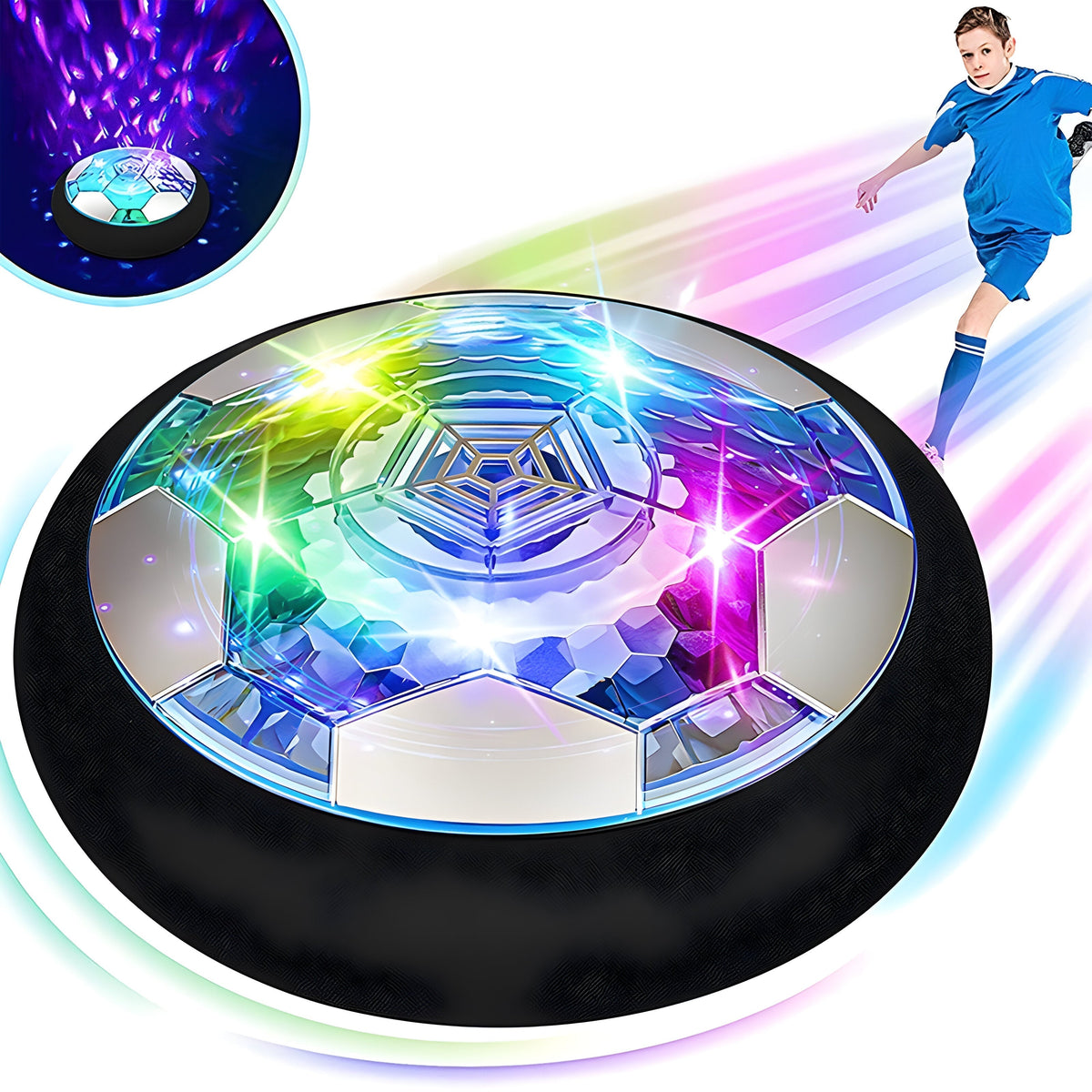 Disco de fútbol autodeslizante — Luz LED, sistema interno de cojinetes de aire