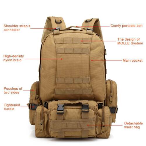 Tactical Military Backpack 60L with Removable MOLLE Pouches - Esilora