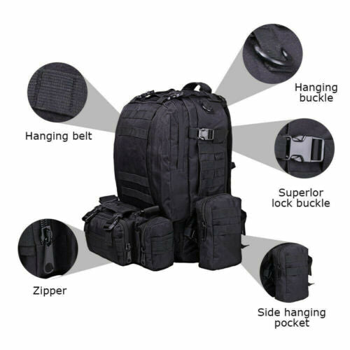 Tactical Military Backpack 60L with Removable MOLLE Pouches - Esilora
