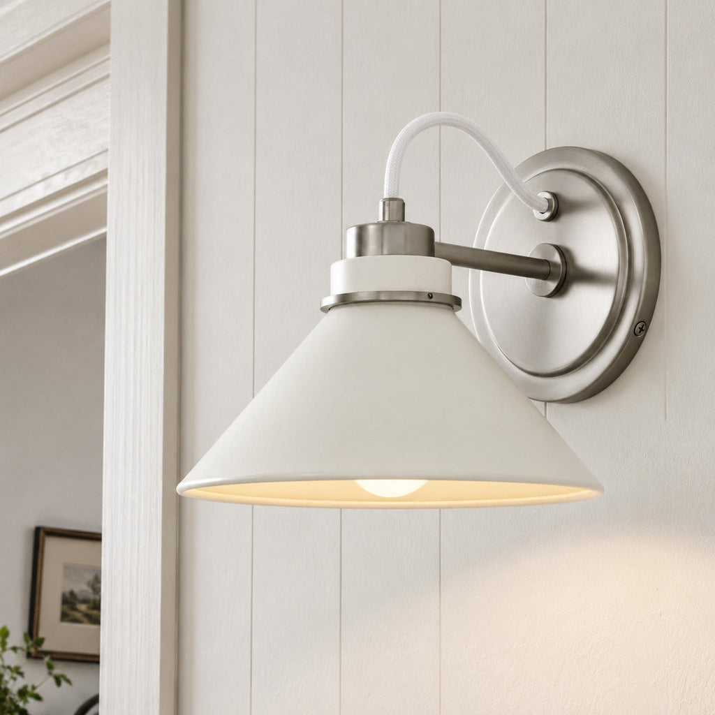 Aurenza Curved Arm Globe Wall Sconce – Modern Industrial Wall Lamp for Bathroom, Bedroom, and Hallway | Esilora