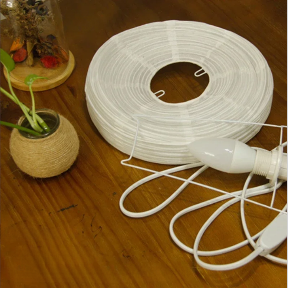 Japanese Style Table Lamp — Rice Paper Shade, Uplight Design