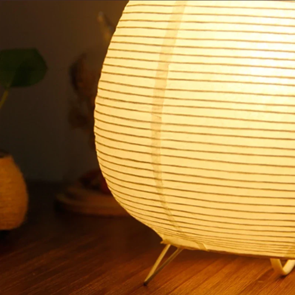 Japanese Style Table Lamp — Rice Paper Shade, Uplight Design