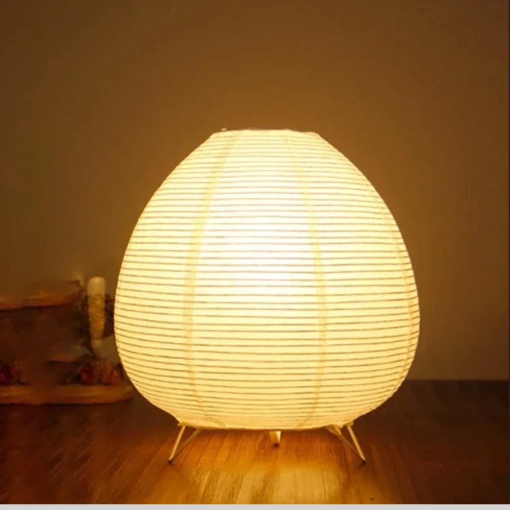 Japanese Style Table Lamp — Rice Paper Shade, Uplight Design