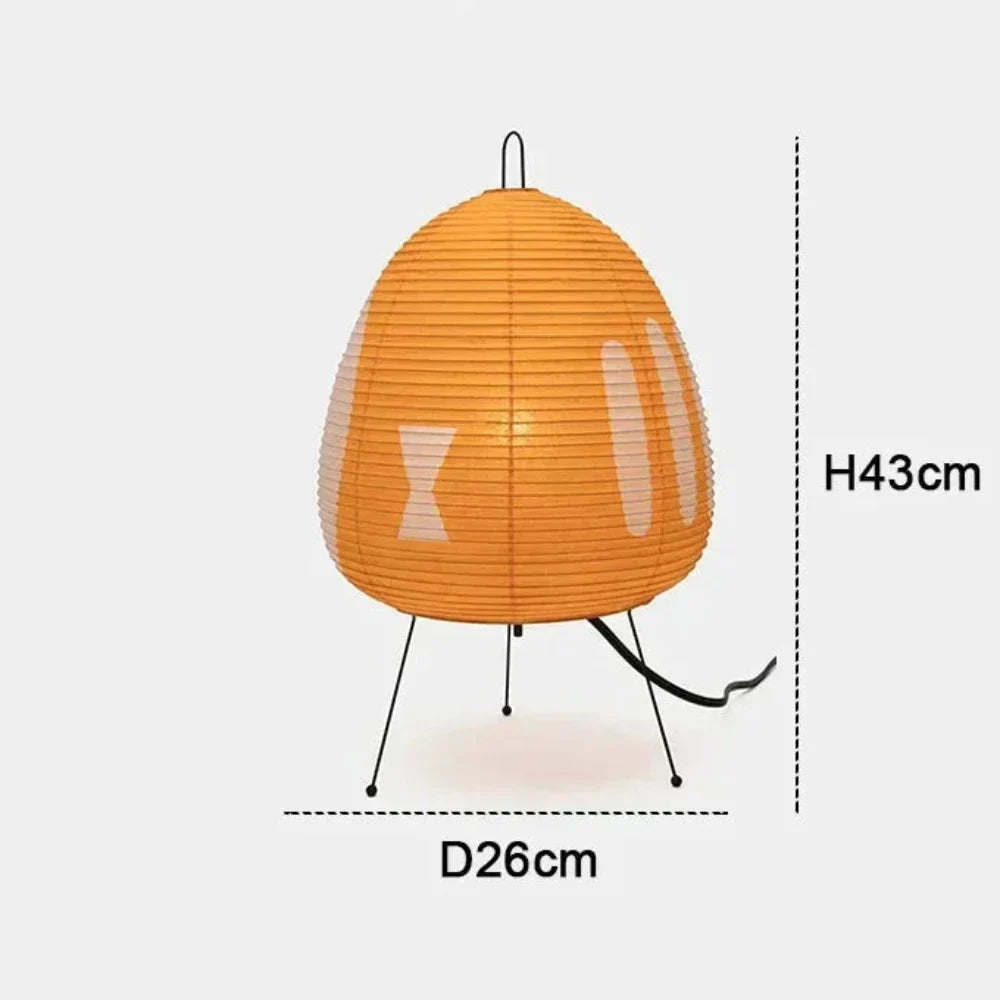 Minimalistická stolní lampa v japonském stylu — železná základna, stínidlo z rýžového papíru