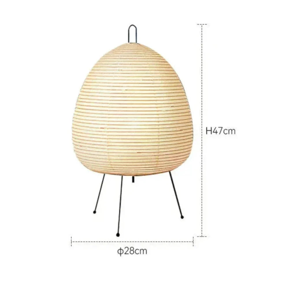 Minimalistická stolní lampa v japonském stylu — železná základna, stínidlo z rýžového papíru