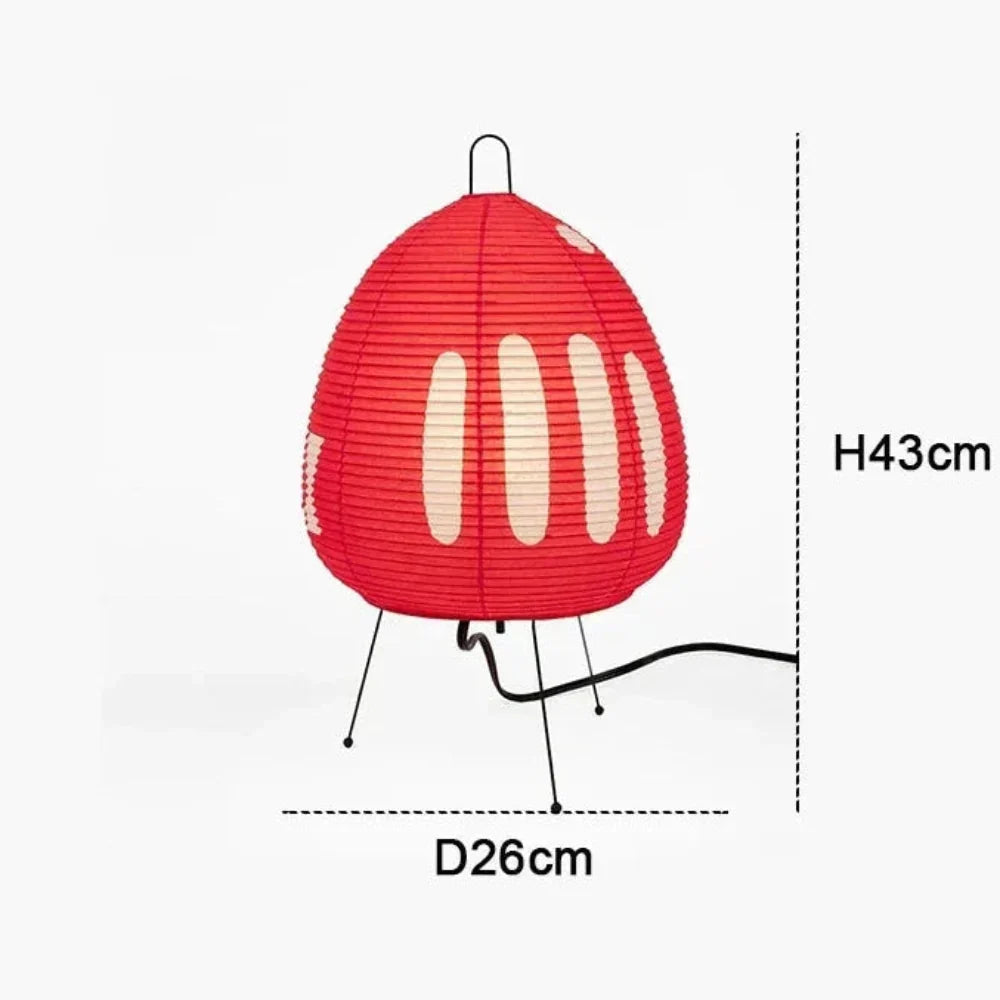 Minimalistická stolní lampa v japonském stylu — železná základna, stínidlo z rýžového papíru