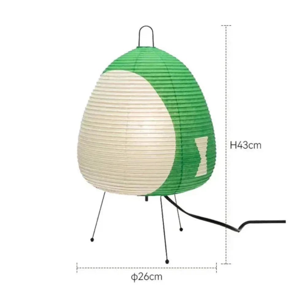 Minimalistická stolní lampa v japonském stylu — železná základna, stínidlo z rýžového papíru