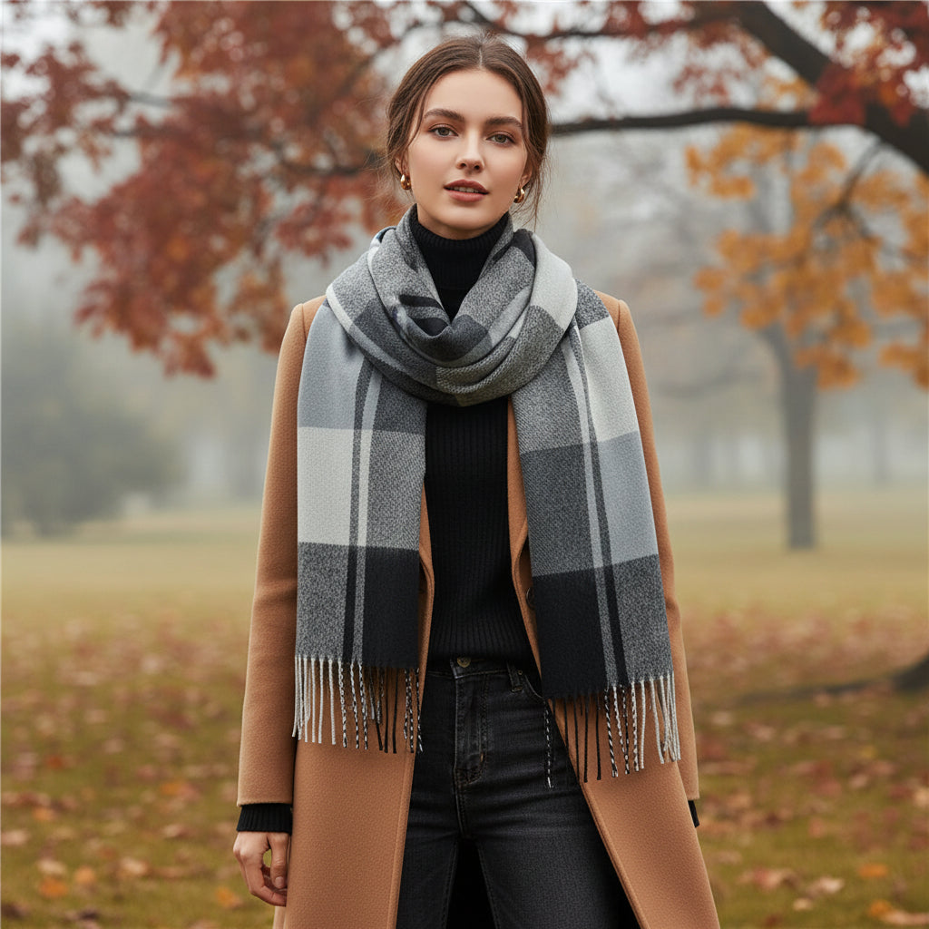 Karierter Schal Warm Oversized Design - Image 4