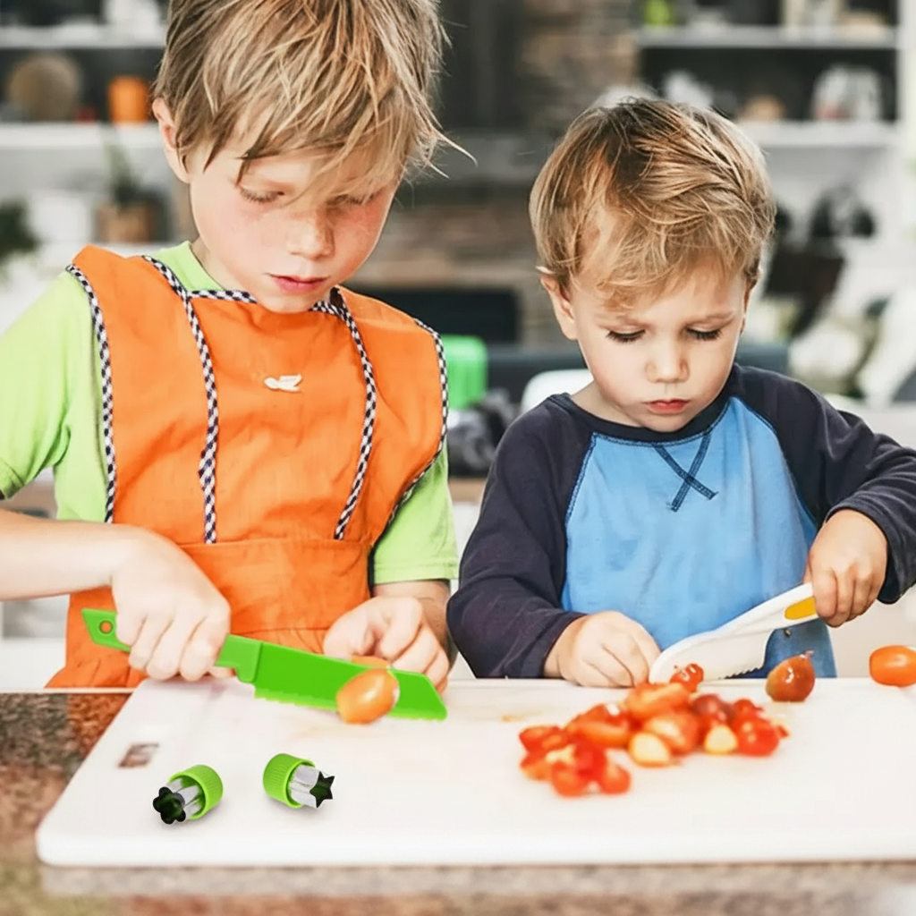 Knivset med 6 delar för barn för låtsasmatlagning