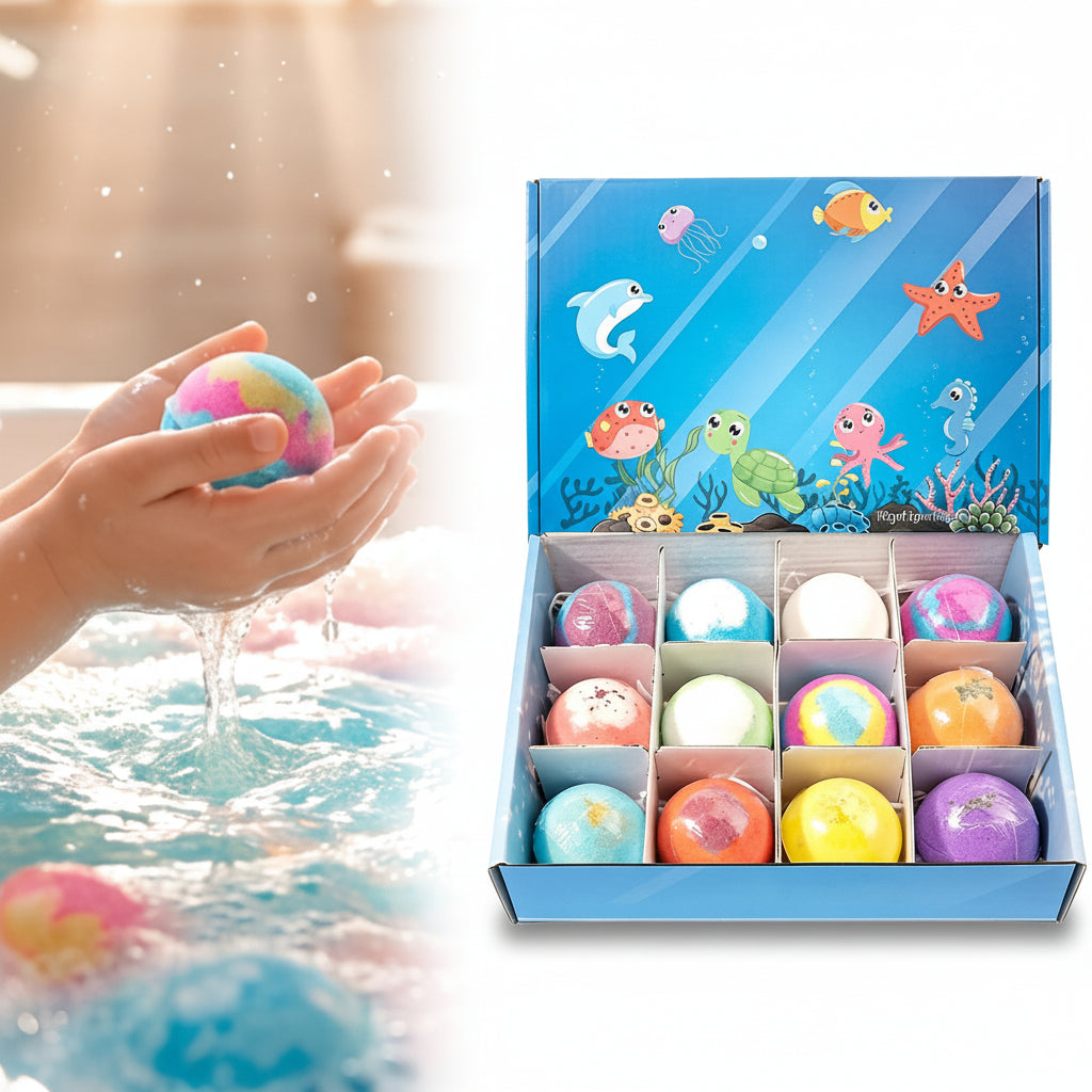 Set de regalo de bombas de baño para niños para el lunes de Pascua — paquete de 12 tabletas de disolución rápida