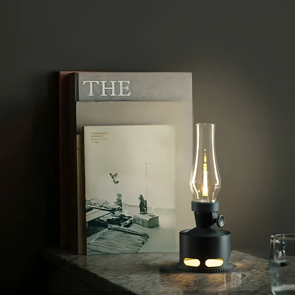 Retro Glass LED Table Lamp — 10-Level Dimming, 160-Hour Runtime