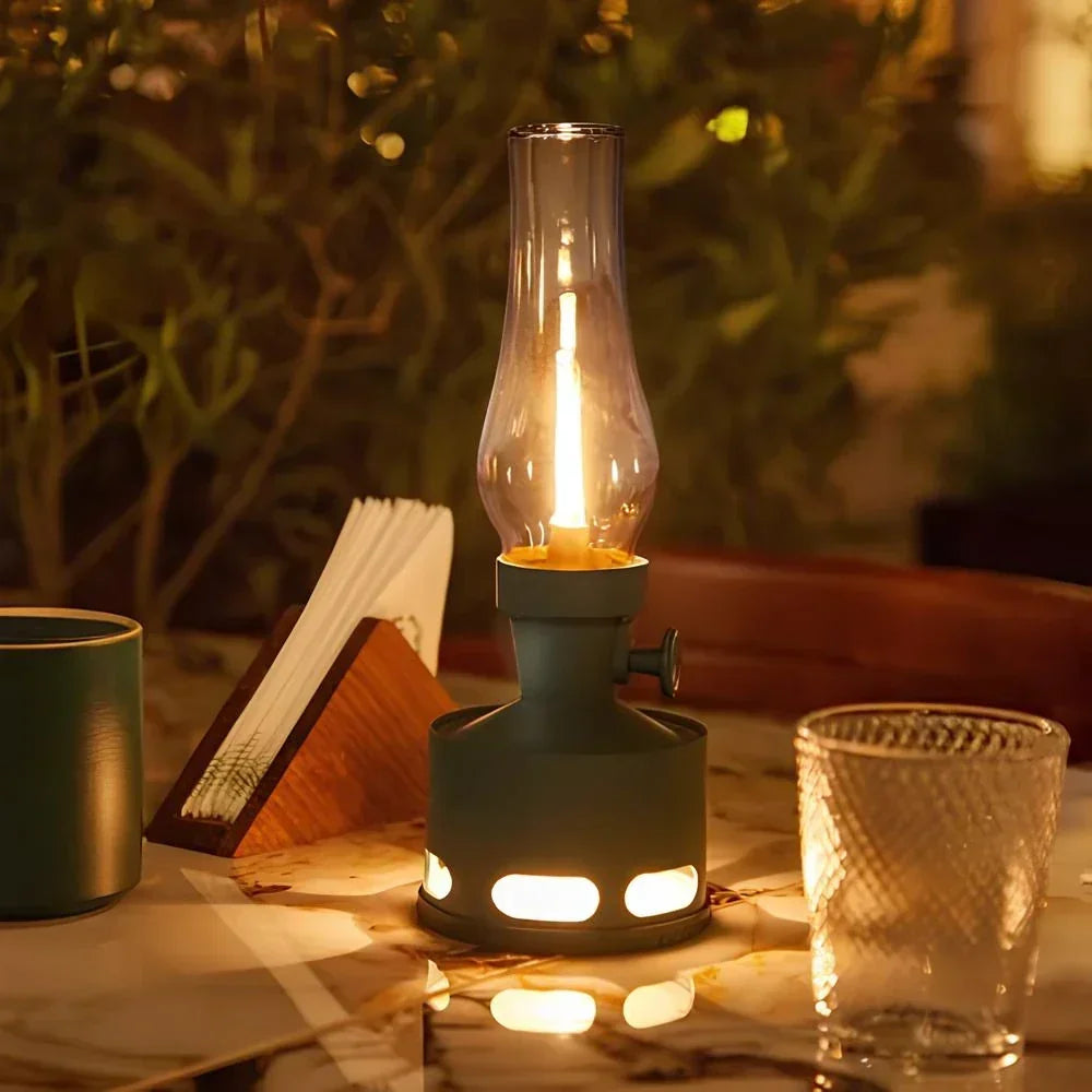 Retro Glass LED Table Lamp — 10-Level Dimming, 160-Hour Runtime