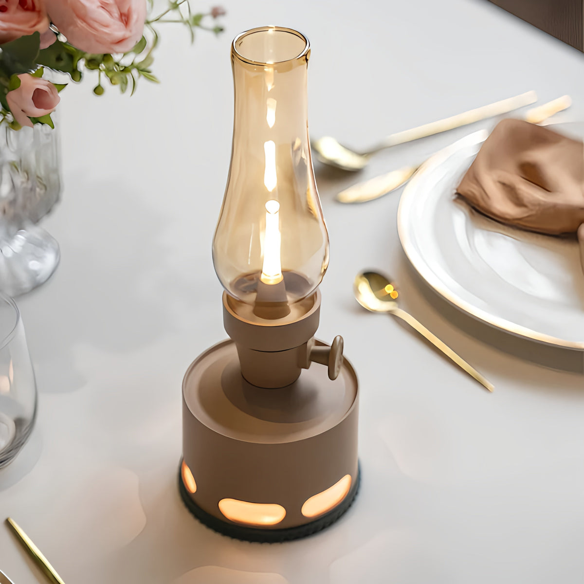 Retro Glass LED Table Lamp — 10-Level Dimming, 160-Hour Runtime