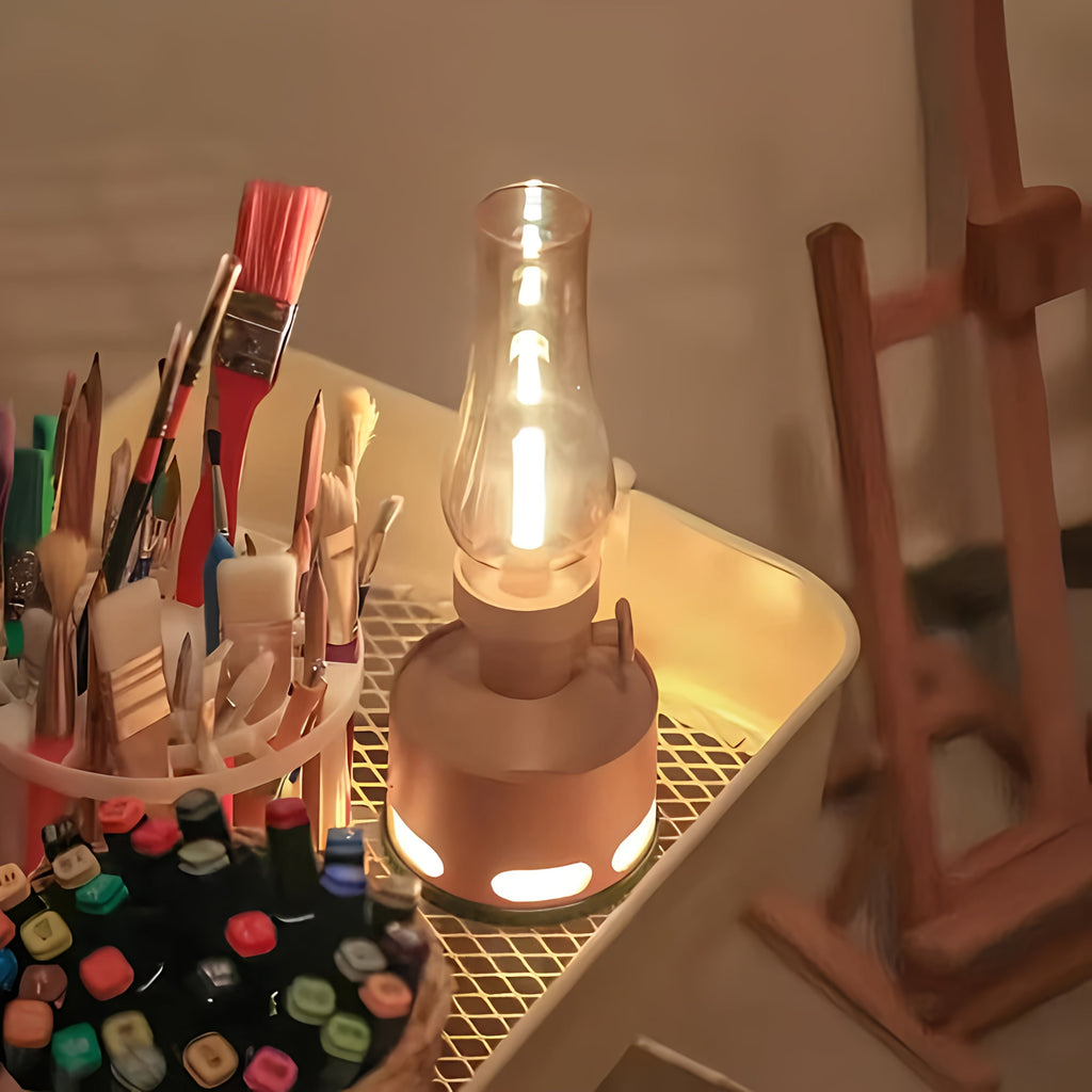 Retro Glass LED Table Lamp — 10-Level Dimming, 160-Hour Runtime