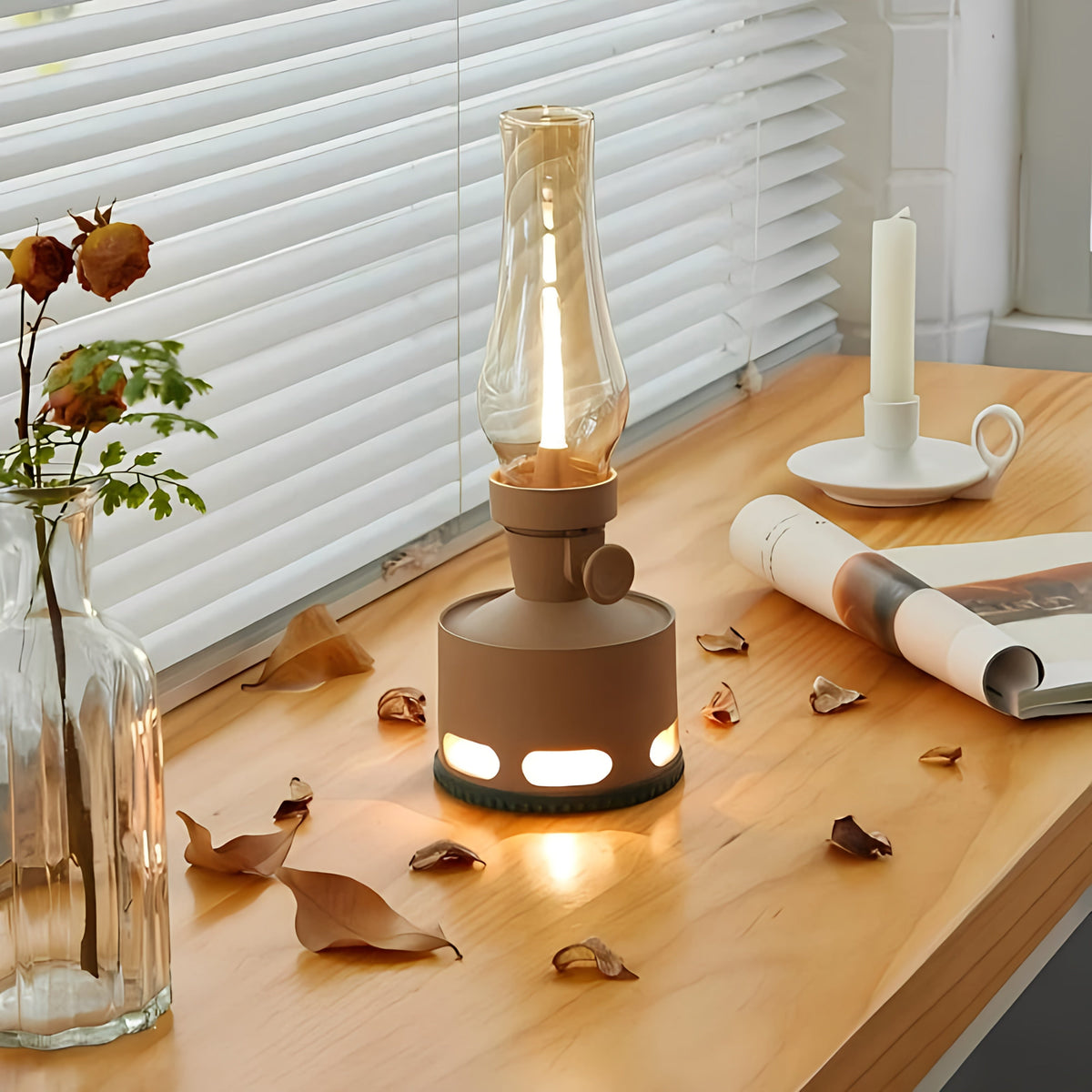 Retro Glass LED Table Lamp — 10-Level Dimming, 160-Hour Runtime
