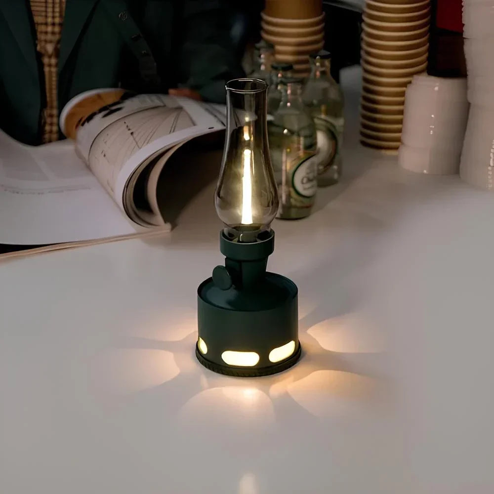 Retro Glass LED Table Lamp — 10-Level Dimming, 160-Hour Runtime