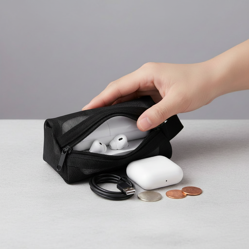 Compact Zipper Pouch for Coins, Keys & Small Essentials