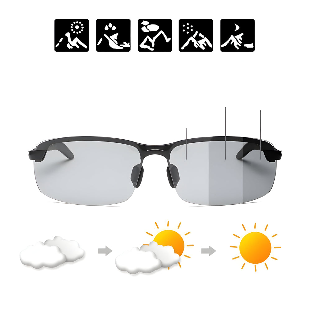 Metal Frame Sunglasses — Polarized Photochromic Lenses