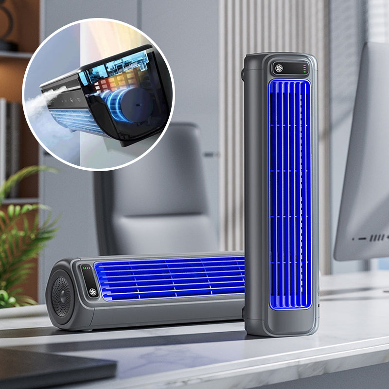مروحة برجية صغيرة — بطارية داخلية بسعة 2000mAh، تشغيل لمدة 12H، تصميم نحيف وهادئ