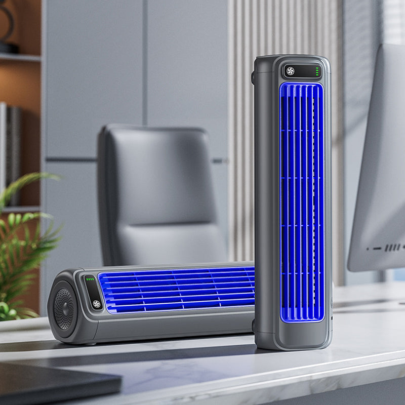 مروحة برجية صغيرة — بطارية داخلية بسعة 2000mAh، تشغيل لمدة 12H، تصميم نحيف وهادئ